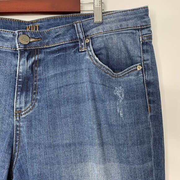 Kut From The Kloth Ankle Straight Leg Rolled Cuff Denim Blue Jeans Sz 14 - Picture 2 of 11